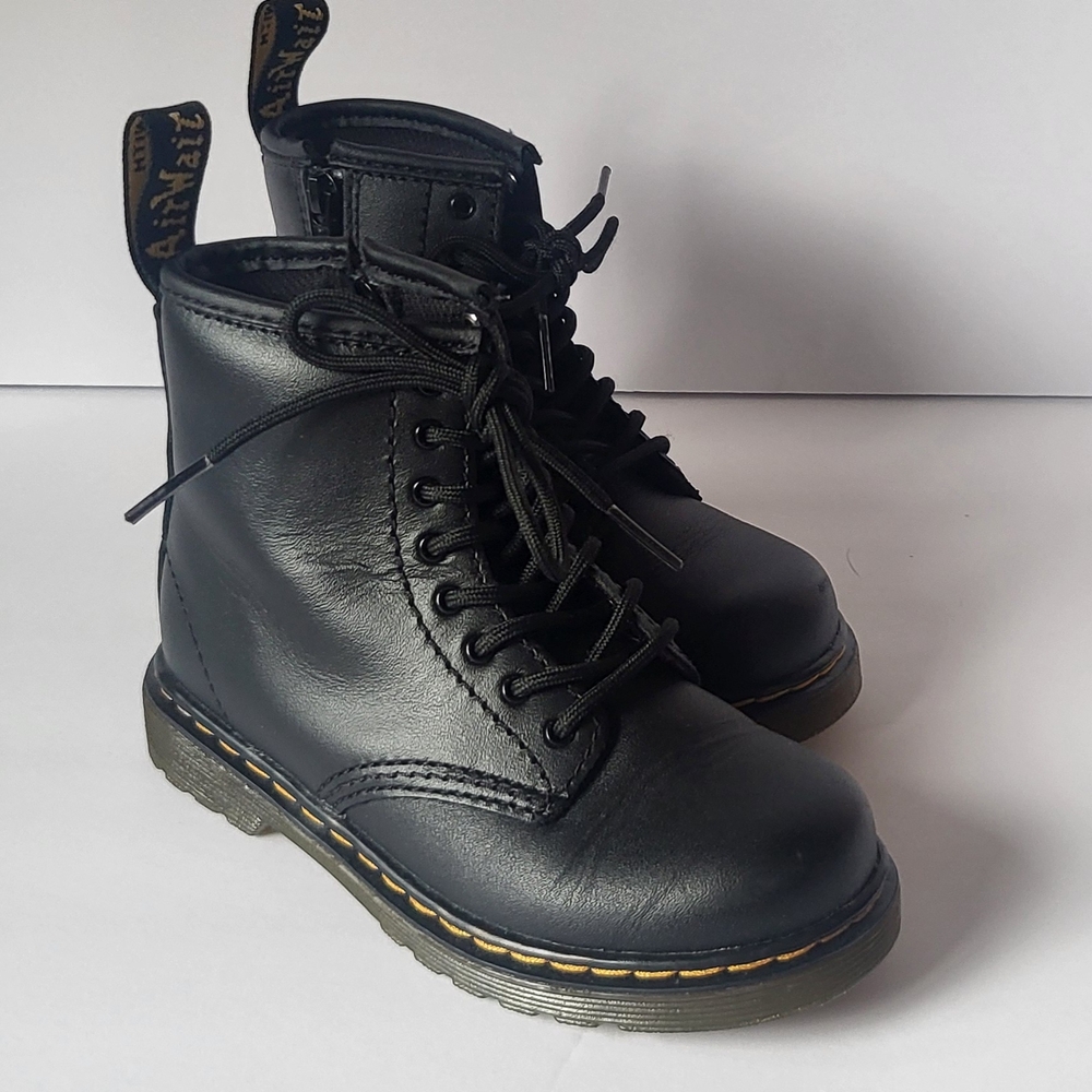 Black Leather Kids Boots
